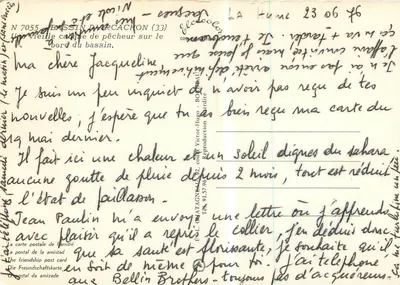 Bassin d'Arcachon (33) — Una vecchia capanna di pescatore lungo il bassin — Editore Elcée, n° 7055 — Verso