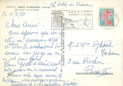 Bassin d'Arcachon — Widok z przeciwległego światła nad basenem — Wyd. « La Cigogne » — Rewers