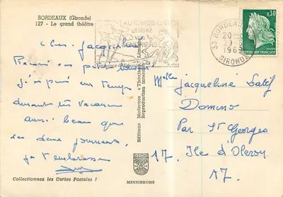 Bordeaux (Gironde) — O grande teatro — Edições Modernas « Théodé » — Verso