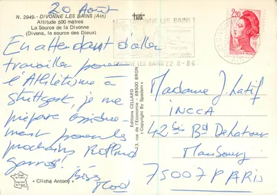 Divonne-les-Bains — A Fonte da Divonne (Divona, a fonte dos Deuses) — Éditions de l'Économie, n° 2949 — Verso