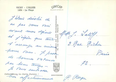 Vichy - O Allier — A Praia — Lumicad — Verso