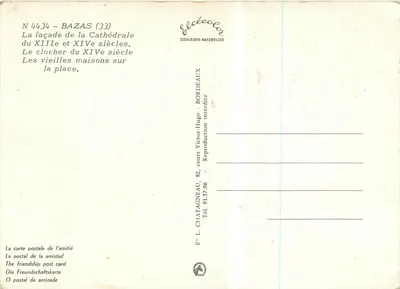 Bazas — Catedral e praça — Élécé — Verso