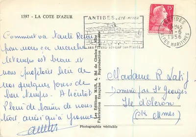 Antibes - Visão geral e as Alpes — Les Éditions MAR, NICE — Verso