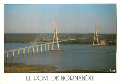 Bilhete postal moderno O Ponte da Normandia Enlaça a Sena entre Le Havre e Honfleur