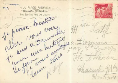 Ogrodziki widziane z kasyna — Deauville (Calvados) — Wydawca D.L. Paris — Rewers