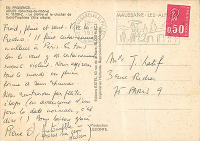 Arles — Klasztor i dzwonnica Świętego Trofimego (XII wiek) — Wydawnictwo Estel, n° H.10.028-Z — Rewers