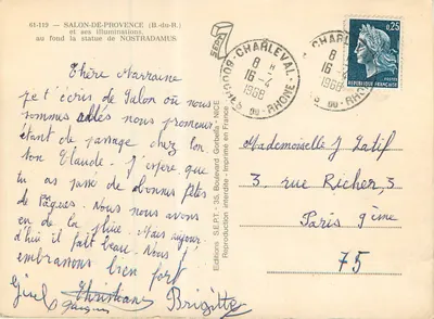 Salon-de-Provence — iluminações e estátua de Nostradamus — Edições SEPT - Impresso - NICE — Verso