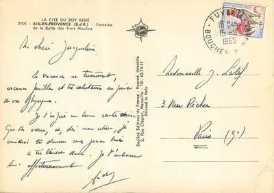 A Cidade do Rei René — Fonte da Butte des Trois Moulins — Edições de França — Verso