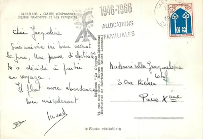 Kościół Świętego Piotra i zamek — Caen (Calvados) — Wydawnictwo 'La Cigogne' — Rewers
