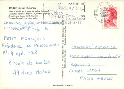 Meaux — Jardim e palácio episcopal — Éditions GUY — Verso