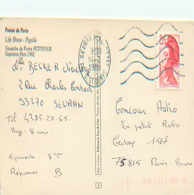 Life Show - Pigalle — Exposição Paris 1982 — Pierre PETITFOUR — Verso