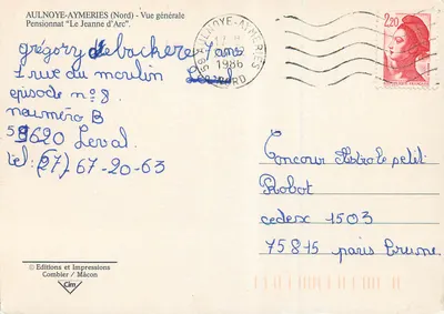 Aulnoye-Aymeries (Nord) — Vista geral do Pensionato "Le Jeanne d'Arc" — Éditions et Impressions Combier / Mâcon — Verso