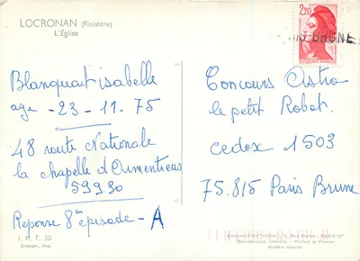 Locronan (Finistère) — A Igreja — Edições de Arte 'YVON' — Verso