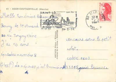 Agon-Coutainville — Farol de Agon, Farol de Sennequet, Porto de Agon, Regatas, Lago da Essay, A praia — Editor ARTAUD Frères — Verso