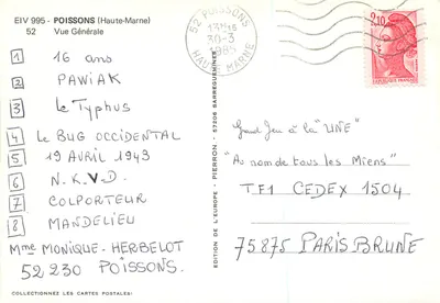 Poissons (Haute-Marne) — Vista Geral — Edição da Europa — Verso