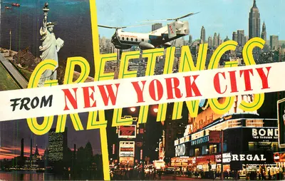 Estátua da Liberdade e Times Square — Greetings from New York City — Plastichrome by Colourpicture