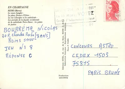 Reims — widok panoramiczny i zabytki — Wydawca Estel, numer 8 — Rewers