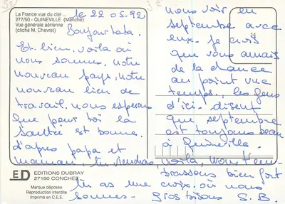 Quineville (Manche) — Vista geral aérea — Éditions Dubray, n°277/50 — Verso