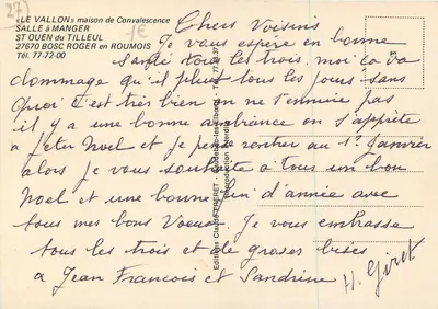 Sala da pranzo — Le Vallon, casa di convalescenza — Edizioni Claude Fréret — Verso