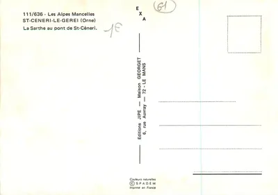 Alpy Mancelles — La Sarthe na mostku St-Céneri — Wydawnictwo JIPE GEORGET — Rewers