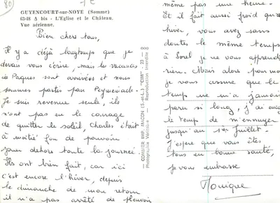 Guyencourt-sur-Noye — A igreja e o castelo — Vista aérea — Combier Imp. MACON (S.-et-L.) — Verso