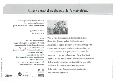 Zamek Fontainebleau — Muzeum Narodowe — ZURBAN — Rewers