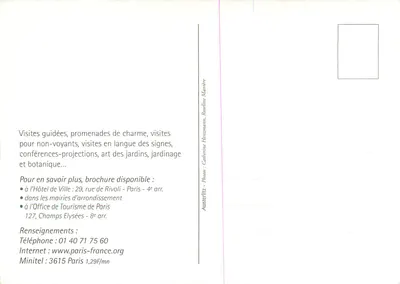 Jardins de Paris — Visitas guiadas — Mairie de Paris, Programa 2000 — Verso