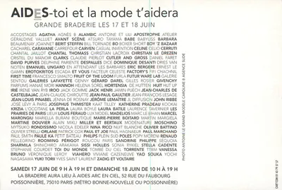 AIDES-TOI ET LA MODE T'AIDERÀ — Grote verkoop in Parijs — AIDES Parijs en partners — Achterkant