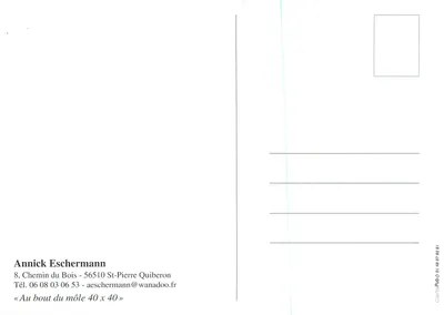 Dois pescadores no farol — ilustração estilizada — Annick Eschermann — Verso