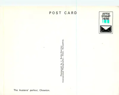 Salon Austenów — Chawton, Hampshire — Zdjęcie wykonane przez J. Butler-Kearney, Alton — Rewers