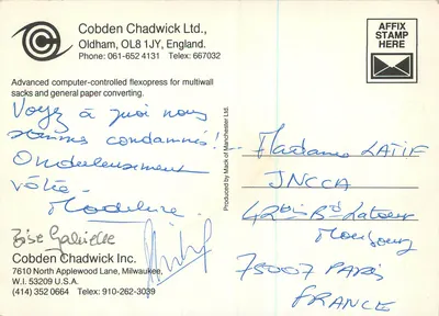 Fábrica de conversão de papel — Cobden Chadwick Ltd. — Oldham, Inglaterra — Verso