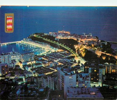 Mônaco — O porto e o rocho à noite — Éditions Mollard