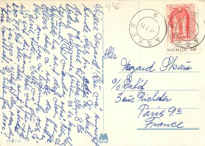 Fjordrubben's Hall — Noruega — editor Mittet, n° 1508/18 — Verso