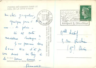 Féerie dos mimosa no céu da Costa Azul — Éditions de diffusion, NICE, A-1050 — Verso