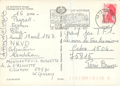 Canotagem no lago Vauban — Le Quesnoy — editor Cing — Verso