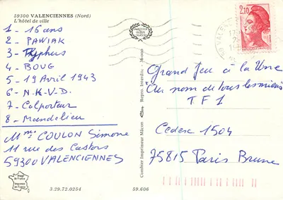 Hôtel de ville de Valenciennes — editor Combier Imprimeur Maçon, n° 59.606 — Verso