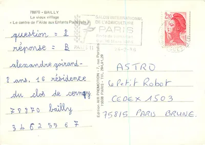 Bailly - O velho vilarejo — Salon International de l'Agriculture, Paris 1986 — Edição AIR PROMOTION — Verso