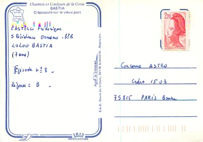 Bastia — Wschód słońca nad starym portem — IRIS Mexichrome, n°8 — Rewers