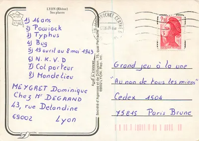 Lyon — Quatro locais emblemáticos — Edição CIGOGNE — Verso
