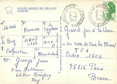 Róże — Piękne róże Francji — Wydawnictwo Art Yvon, nr 24-024-05 — Rewers