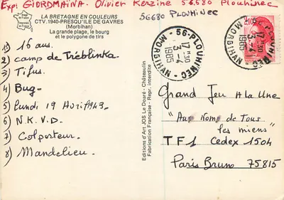 Plouhinec — Der große Strand, das Dorf und das Schießfeld — Editions d'Art JOS, Châteaulin — Rückseite