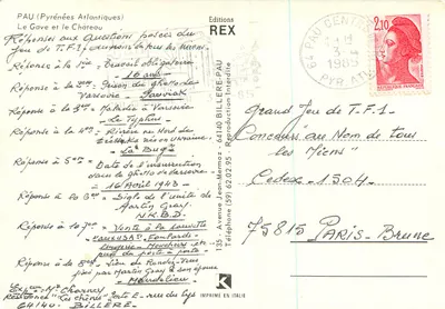 O Gave e o Castelo — Pau (Pyrénées-Atlantiques) — Edições REX — Verso