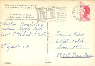 Obiad z serem i winem — Targ serowy w Saint-Maixent-l'École — Wydawnictwo Eurolux — Rewers