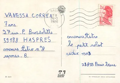 Dois crianças diante de um quiosque de frutas — ilustração — editor Spedisci Qualità, n° R 569 — Verso