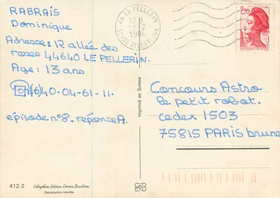 Dois crianças sob um poste de luz — editor Colophoto Edition Deriaz Baulmes, n°412-2 — Verso