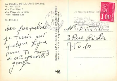 Antibes — widok z portu, plaży i uliczek — Wydawnictwo Y.P.A. - Bd André St André, Nice — Rewers