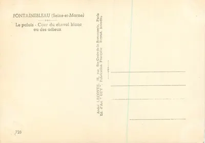 Fontainebleau (Seine-et-Marne) — Il palazzo - Cortile del cavallo bianco o dei saluti — André Leconte, Ed. d'Art GUY — Verso