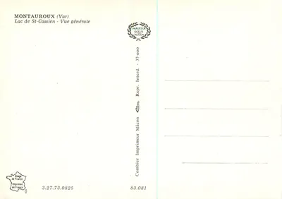 Lago de St-Cassien — Visão geral — Impressor Combier, Mâcon — Verso