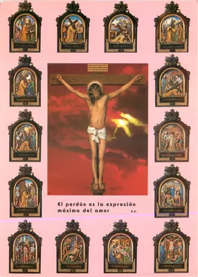 Cena da Paixão — Crucificação central com dezoito vignettes — H.S. editor