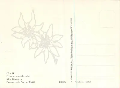 Pont de Suert — kerk met steen klooster en groen dak — Éditions Sicilia S.A. — Achterkant